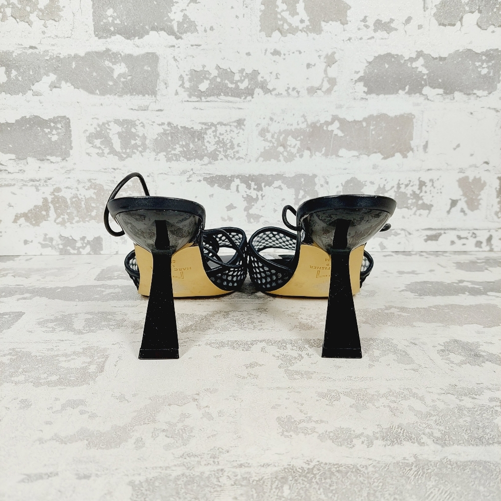 NEW Marc Fisher Leather Dallyn Black Heeled Ankle Strap Sandals O510 - Picture 5 of 11